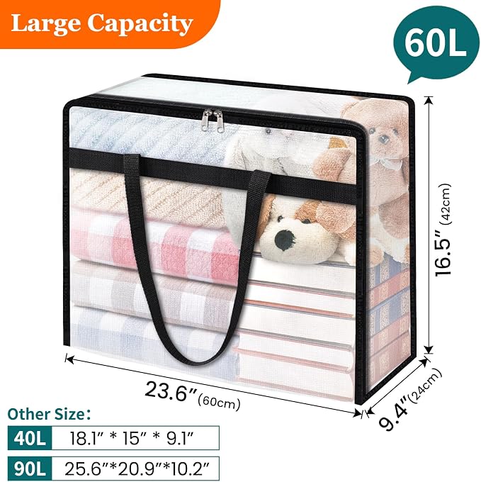 8 Pack Clear Storage Bags for Comforter, Clothes & Bedding, Plastic Blanket - Image 2