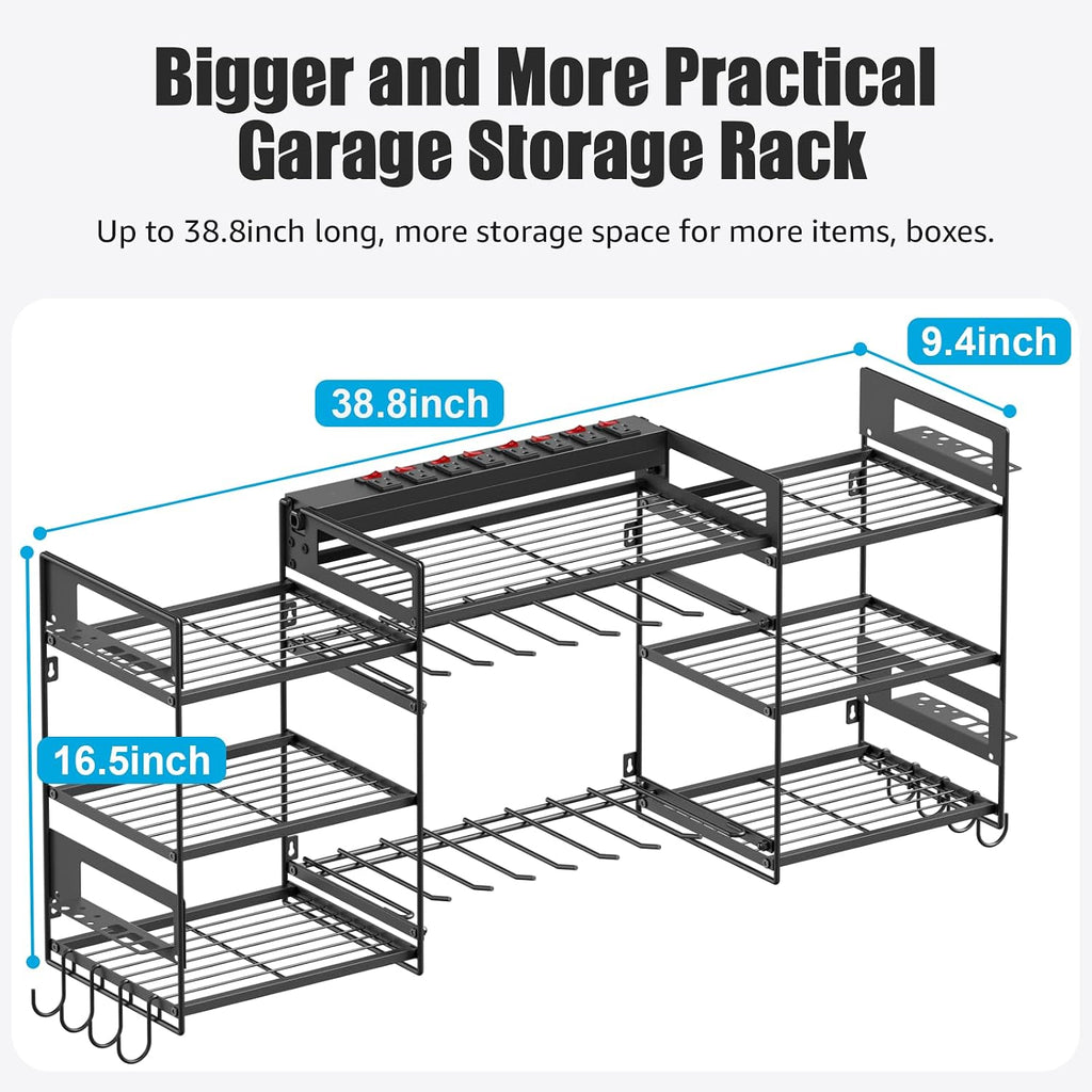 CCCEI Black Power Tool Organizer Wall Mount, Large Tools and Battery
