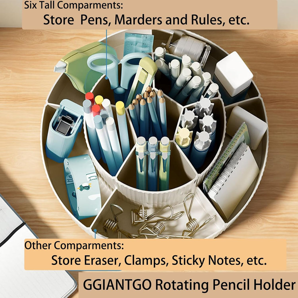 Rotating Desk Organizer, 360° Rotating Pencil Pen Holder for Desk