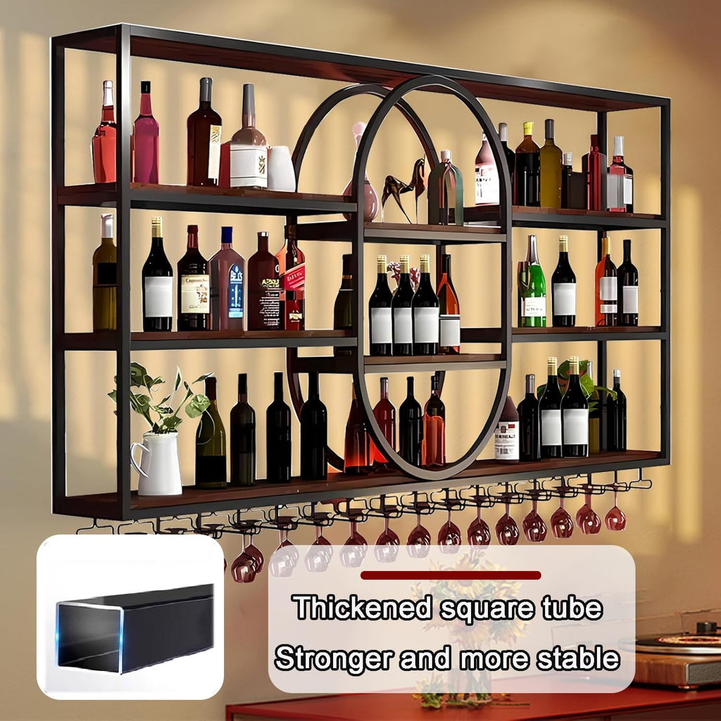 71IN Large Wall Mount Wine Rack, Metal 4 Tier Hanging Bottle Holder