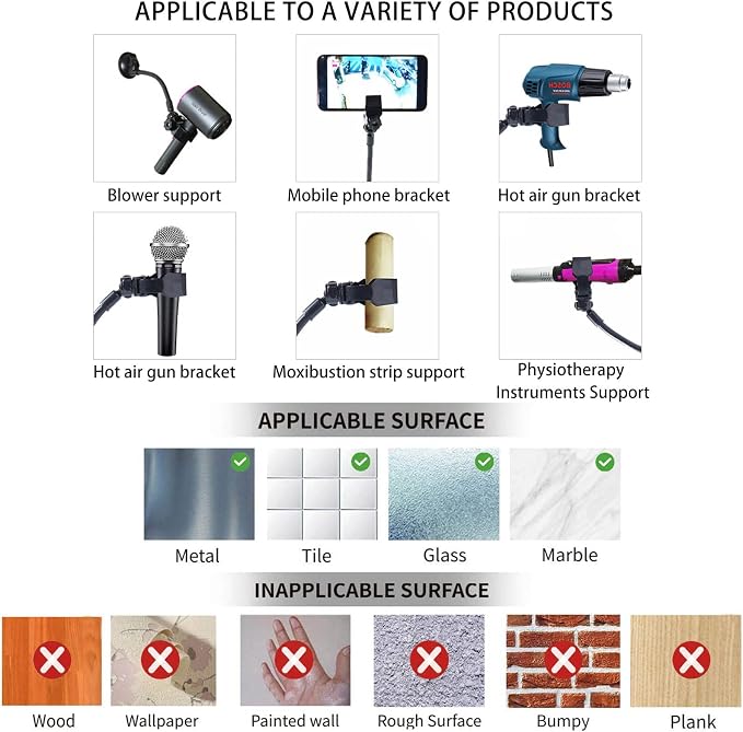 LUEXBOX Adjustable Hair Dryer Holder Stand, 360 Degree Rotation Blow Dryer - Image 2