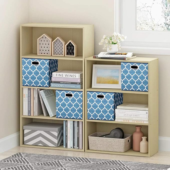i BKGOO Cloth Storage Bins Set of 4 Thick Fabric Drawers Foldable Cubes Basket - Image 2