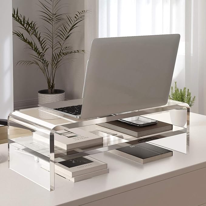 Acrylic Monitor Stand, 2 Tiers Computer Monitor Riser, Computer Stand/Monitor - Image 4