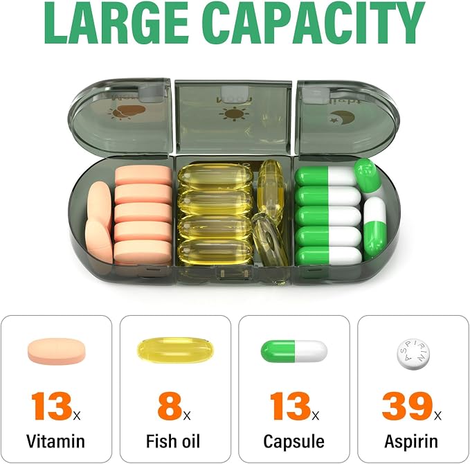 Weekly Pill Organizer 3X a Day, 7 Day Pill Box 3 Times, Portable - Image 2