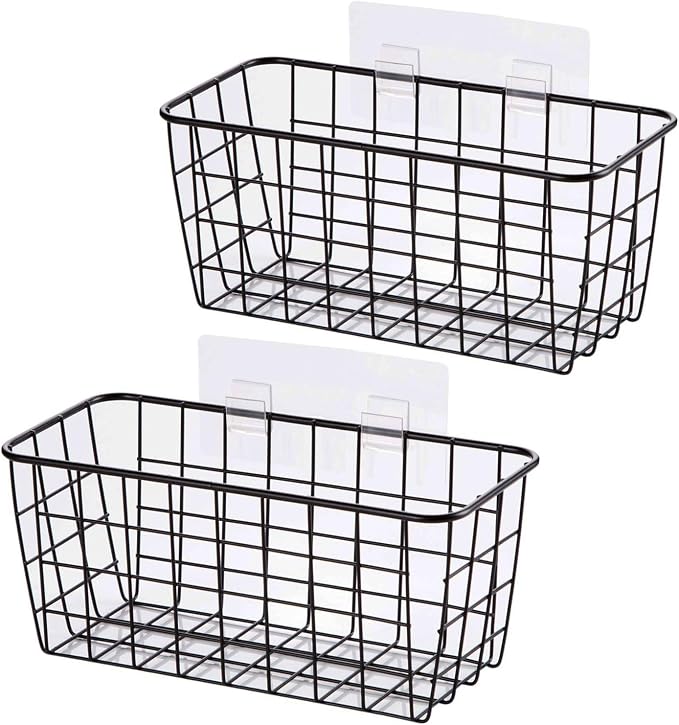 2 Set Adhesive Hanging Wall Basket Inside Cabinet Door Organizer, Wall by LeleCAT