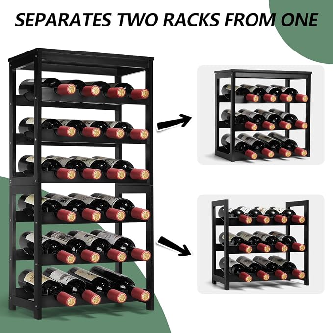Wine Rack 24-Botttle Freestanding Floor, 6-Tier Wine Rack Shelf - Image 2
