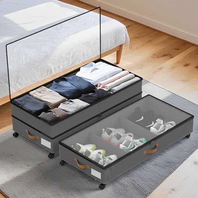 Under Bed Storage with Wheels 4-Pack, 75L XXL Under the Bed Storage Containers - Image 9