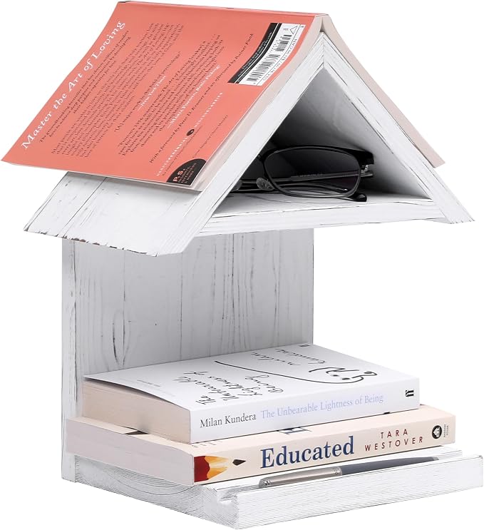 Wooden Floating Bedside Bookshelf, Desktop Book Stand, Mini Library Shelf by Unknown