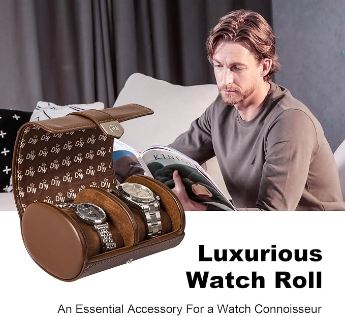 DUKWIN Watch Roll for 2 Watches, Vegan Leather Travel Watch Case Organizer - Image 5