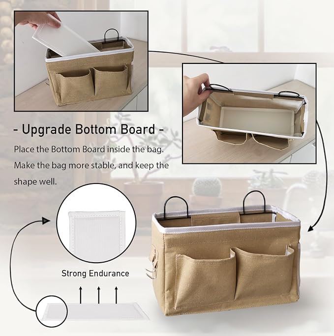 3pcs Middle Wall Hanging Organizer Bag, Linen Fabric Door Hanging Storage Basket - Image 3