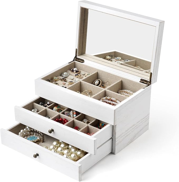 Meangood Jewelry Box Organizer for Women, 3 Layer Large Jewelry Storage Case - Image 7