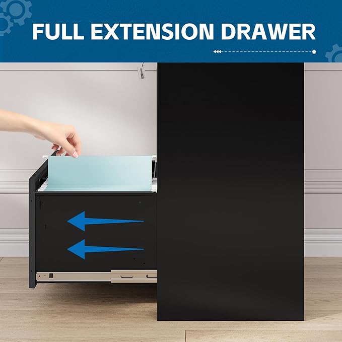 3-Drawer Metal File Cabinet, Lateral Vertical Filing Cabinets - Image 5