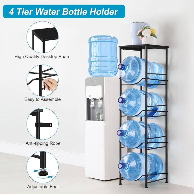 ETELI 5 Gallon Water Jug Holder 4 Tier Gallon Water Bottle Holder - Image 3