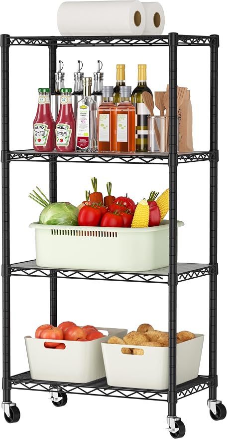 4 Tier Shelves Storage Shelf Wire Closet Bathroom Organizers Metal Pantry by Golpart