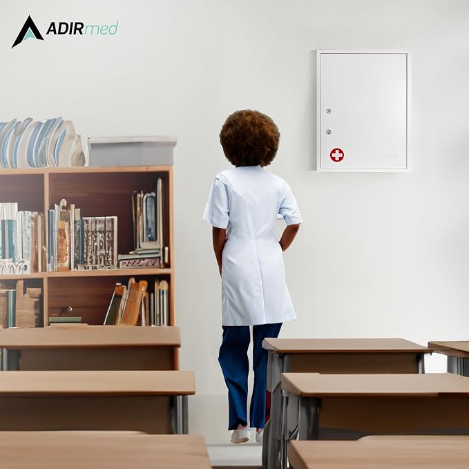 AdirMed Locking Medicine Cabinet Wall Mounted First Aid Cabinet - Image 8
