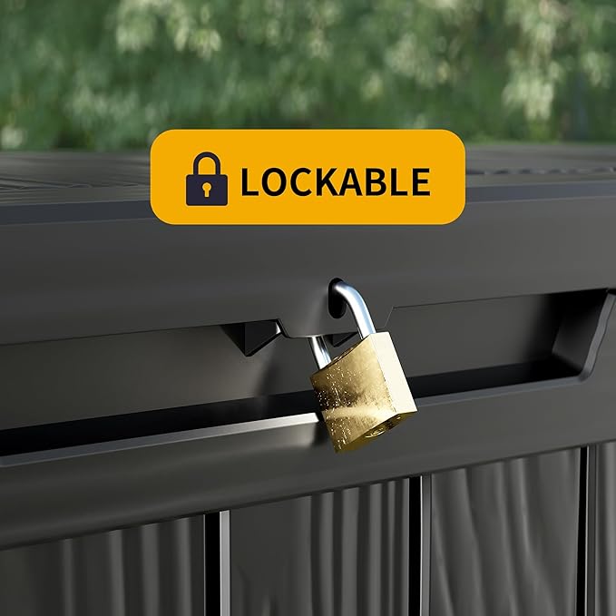 150 Gallon Outdoor Storage Box Waterproof Lockable Resin Deck Box Large - Image 4