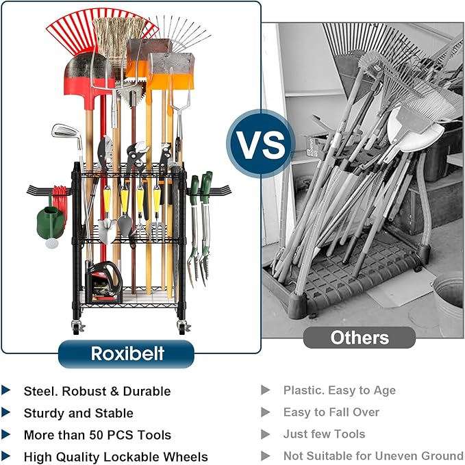 T1 Garden Tool Organizer（With Lockable Wheels）Heavy Duty Garage Tool Storage - Image 3
