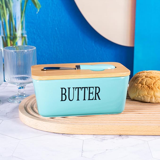 Large Butter Dish with Lid for Countertop, Ceramic Butter Stick Holder - Image 6