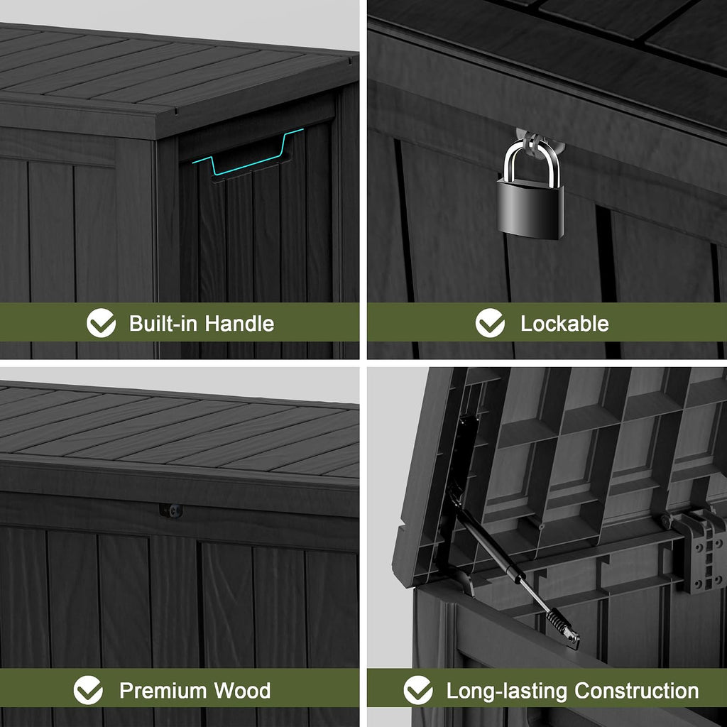 Outdoor Storage Box Waterproof, 150 Gallon Large Deck Box Lockable