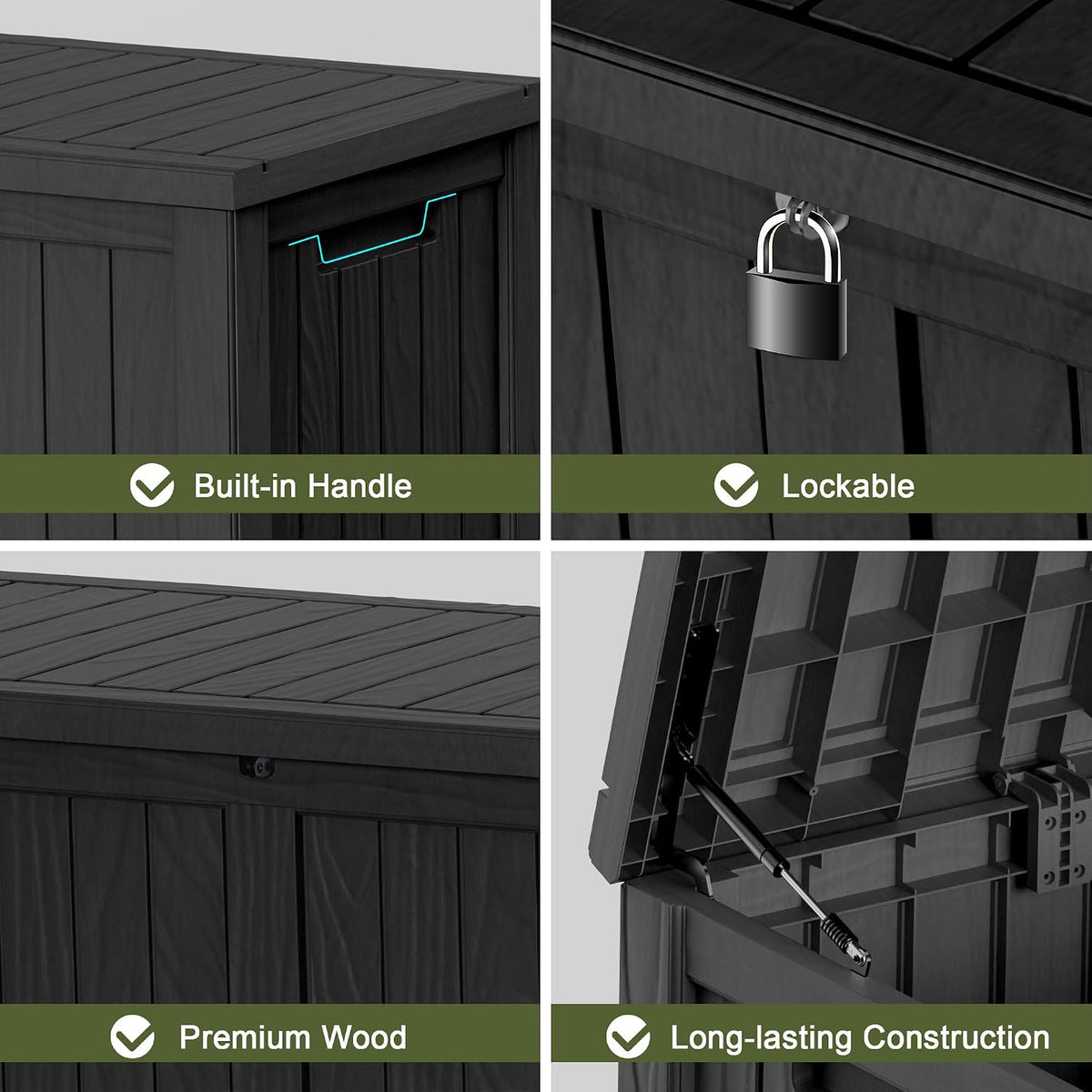 Outdoor Storage Box Waterproof, 150 Gallon Large Deck Box Lockable