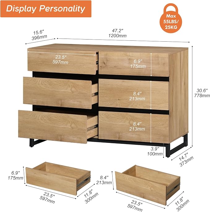 WAMPAT Dresser for Bedroom, Modern Wood Dresser - Image 2