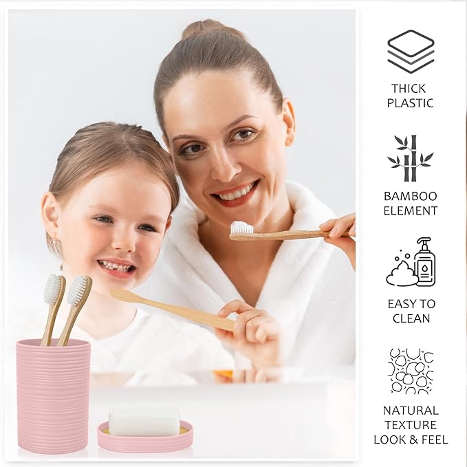 CERBIOR Bathroom Accessories Set 6 Piece Bamboo Bath Ensemble Includes Soap - Image 5
