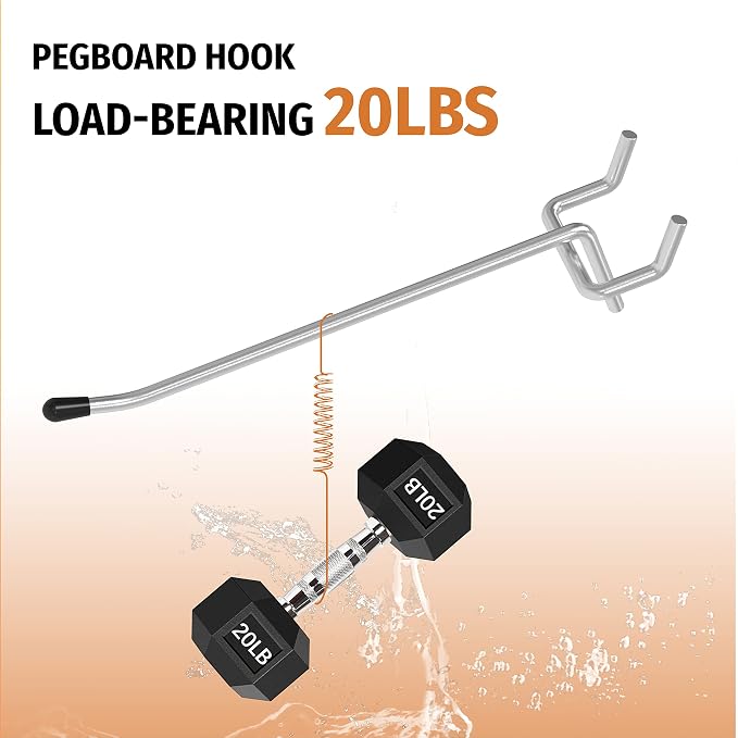 HUHOLE Pegboard Hooks 4 Inch 50PC, Ideal Garage Organization, Wall Storage Tool - Image 3