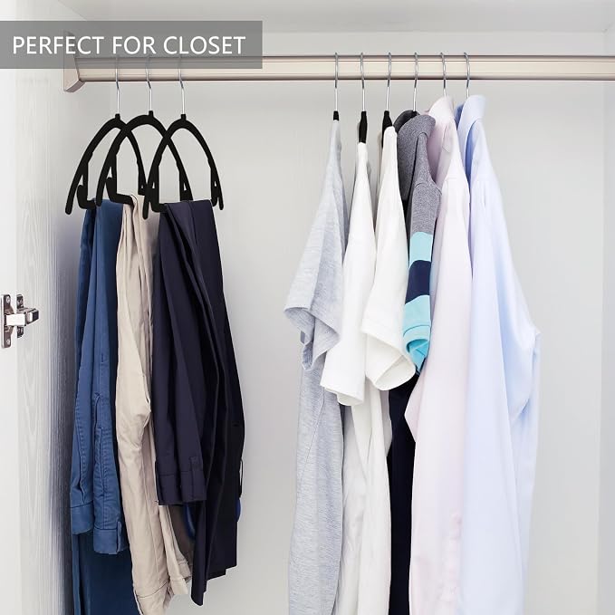 MIZGI Premium Velvet Hangers 60 Pack Heavyduty- Non Slip No Shoulder Bump Suit - Image 7