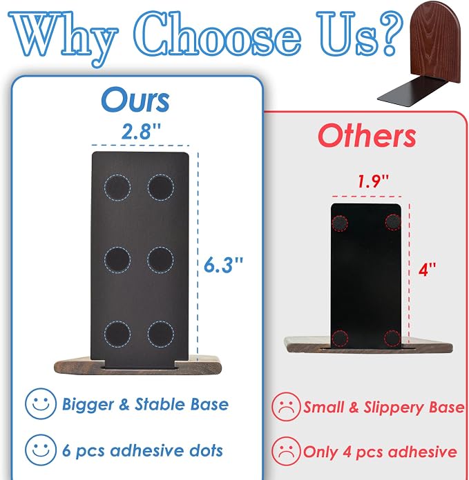 Book Ends, Large Sturdy Wooden Bookends - Image 3