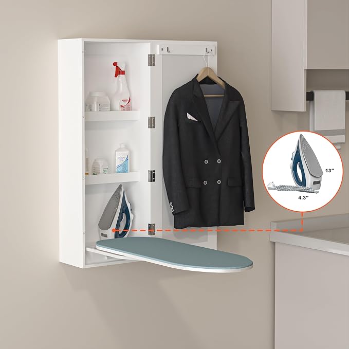 Wall Mount Ironing Board Cabinet, Built in Swivel Ironing Board Folding - Image 11