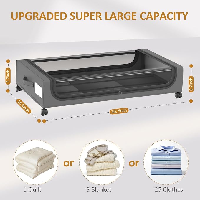 Large Under Bed Storage with Wheels, Under Bed Storage Containers, Under Bed - Image 2