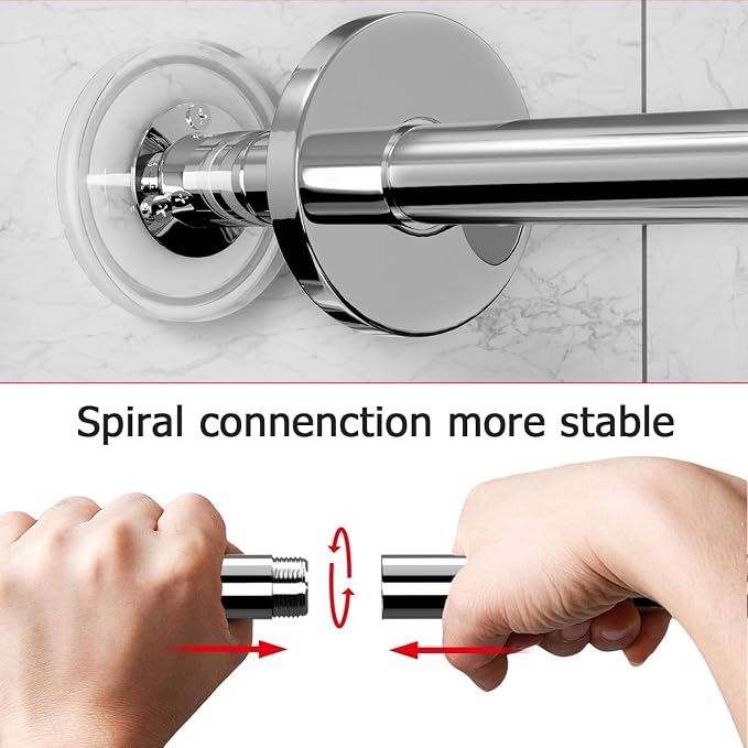 Stretchable 304 Stainless L Shaped Bathroom Bathtub Corner Shower Curtain Rod - Image 4