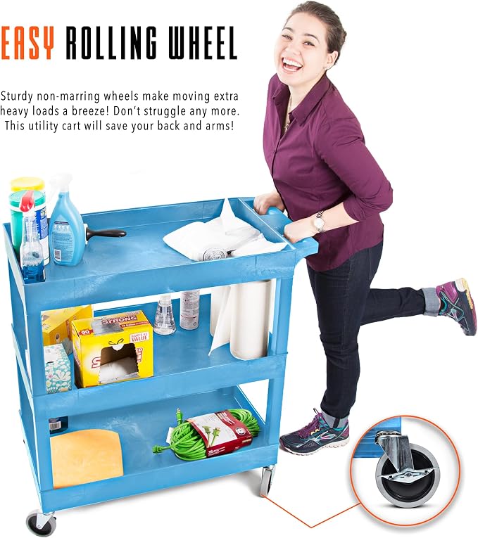 Stand Steady Tubstr 3 Shelf Utility Cart | Made in USA | Heavy Duty Tub Cart - Image 3