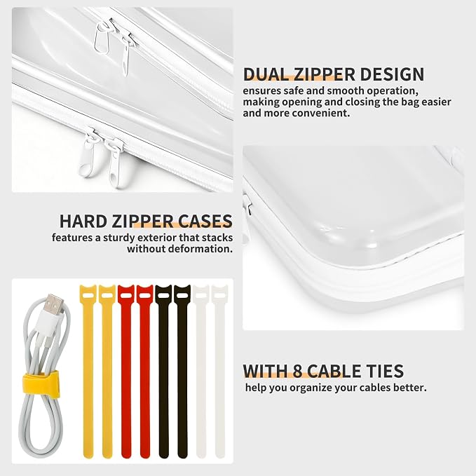 2 PCS Clear Electronics Organizer Travel Case, Waterproof Cable Storage Box - Image 6