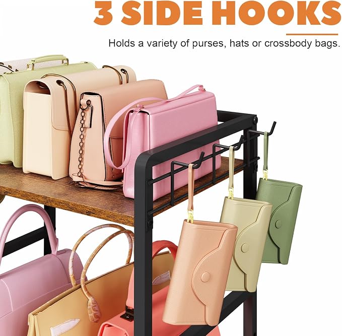 Purse Storage Organizer for Women, 3-Tier Max Purse Storage Stand Rack Holder & - Image 5