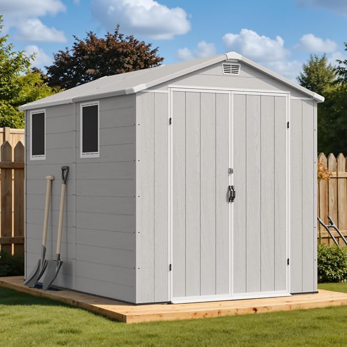 Devoko 6x8 FT Plastic Storage Shed, Outdoor Resin Garden Shed - Image 2