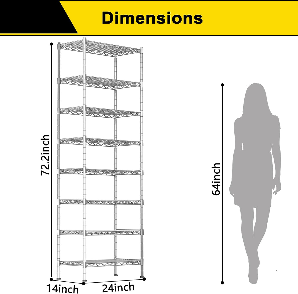 GIOTORENT 8-Wire Garage Shelving Storage Shelves, Kitchen Storage