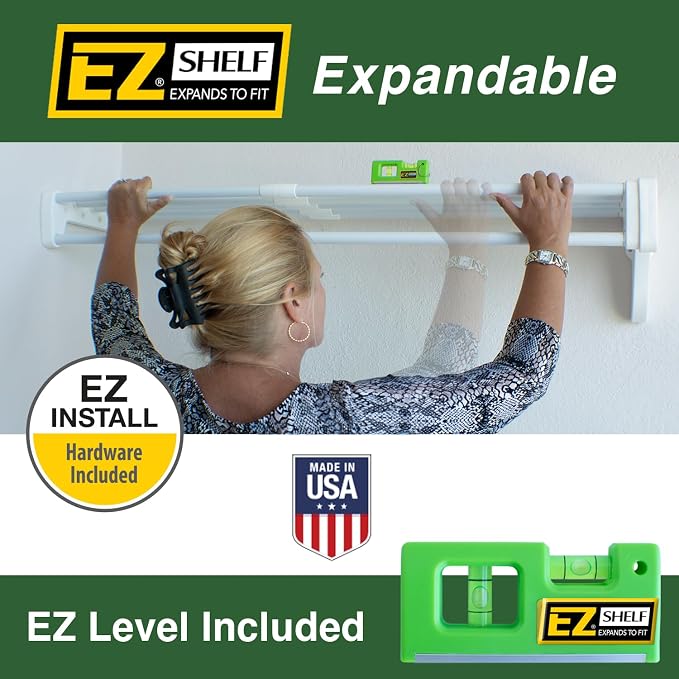 EZ Shelf - DIY Closet Organizer Kit - Expandable to 12.2 ft. of Hanging & Shelf - Image 2