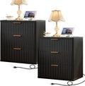 LEYAOYAO 23" Wide Fluted Farmhouse Night Stand Set of 2 by LEYAOYAO-Findtheshiningpointofyourideallife%EF%BC%81