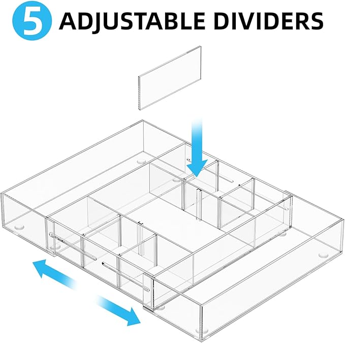 Marbrasse Acrylic Expandable Drawer Organizer, Desk Organizers and Accessories - Image 3