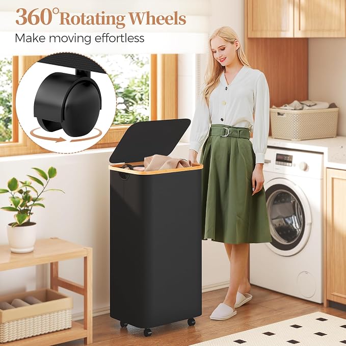 Yecaye 100L Large Capacity Laundry Hamper – Foldable Rolling Laundry Basket - Image 4