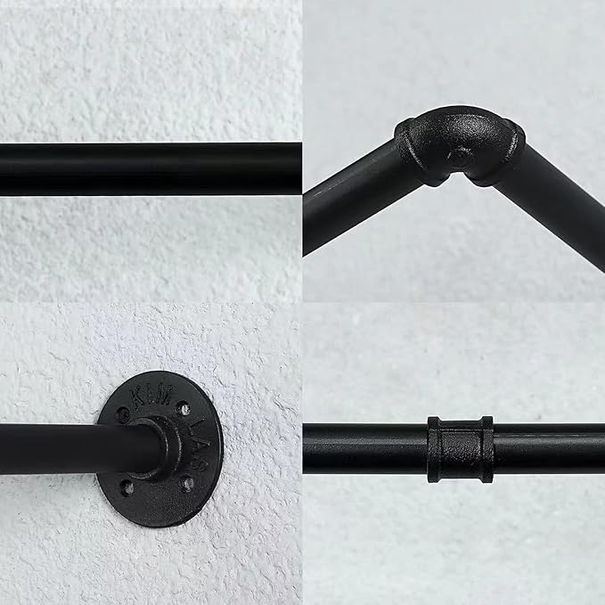 Oroonoko 2PCS 36inch Industrial Pipe Clothes Rack Wall Mount - Image 6