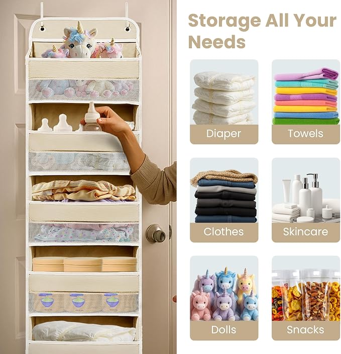 Over The Door Organizer with 8 Side Mesh Pockets, 44lb Weight Capacity Hanging - Image 6