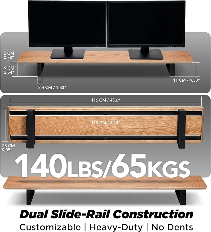 Moodular Wooden Monitor Stand 45.6” Large Desk Organizer - Image 4