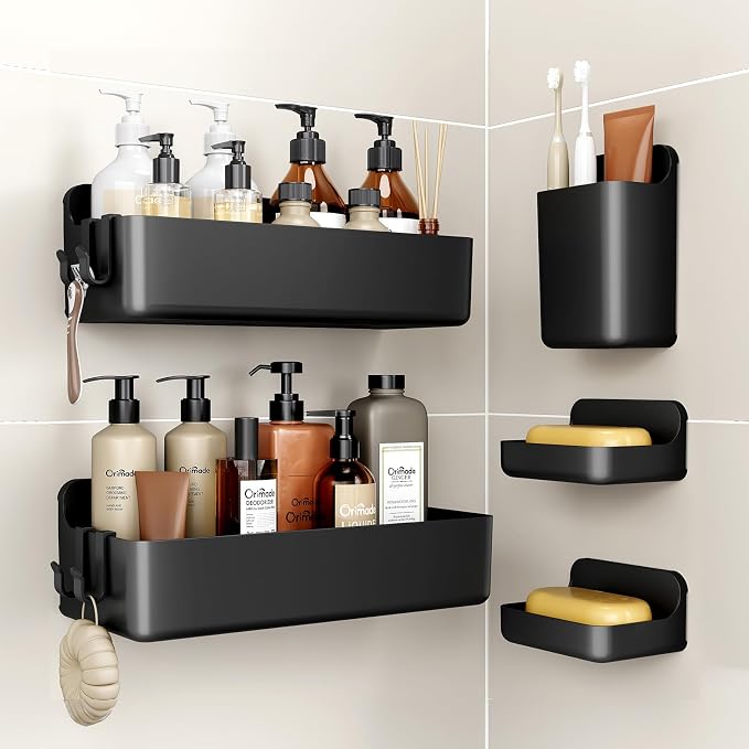 Orimade Shower Caddy 5-Pack, No-Drill Adhesive Shelves by Orimade