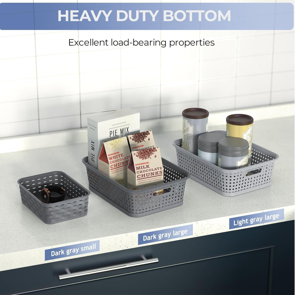 3 Pack Small Plastic Basket, Storage Bin Baskets for Organizing