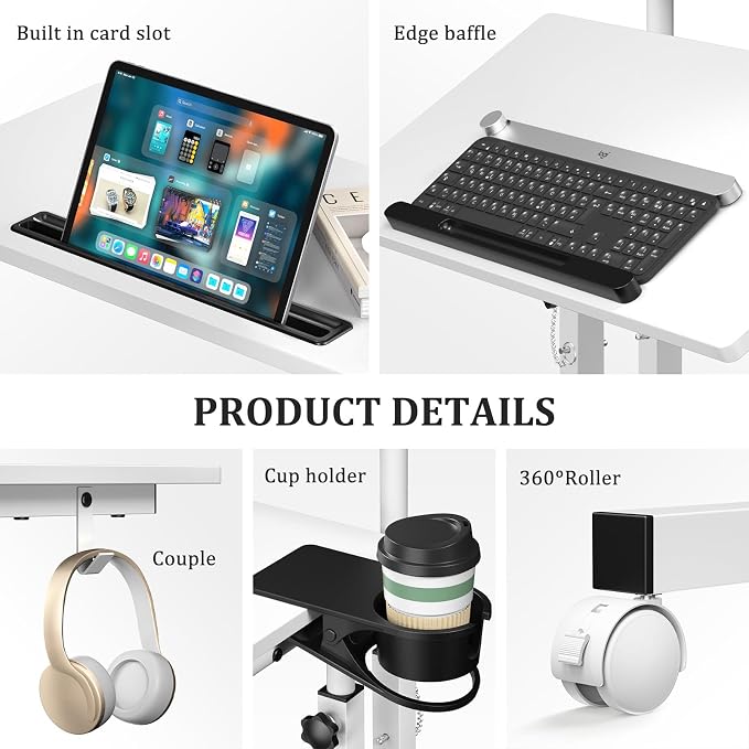Small Standing Desk with Wheels, Mobile Stand Up Desk, Portable Standing Table - Image 8