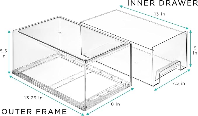 Sorbus Large Clear Stackable Storage Drawers – 4-Pack Plastic Organizer Bins - Image 3