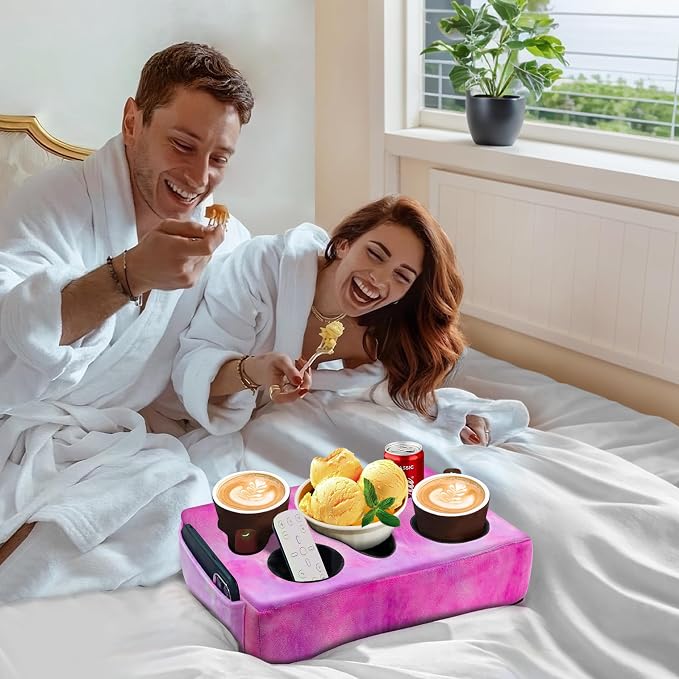Couch Cup Holder Pillow, 5 Hole Couch Drink Holder! Keep Drinks Hand Side and - Image 4