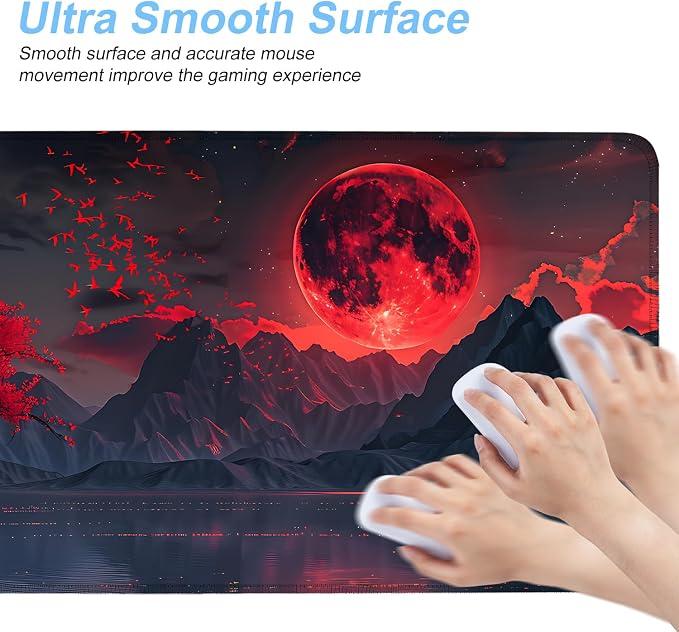 Red Moon Mouse Pad XXL – Large Gaming Desk Mat - Image 4